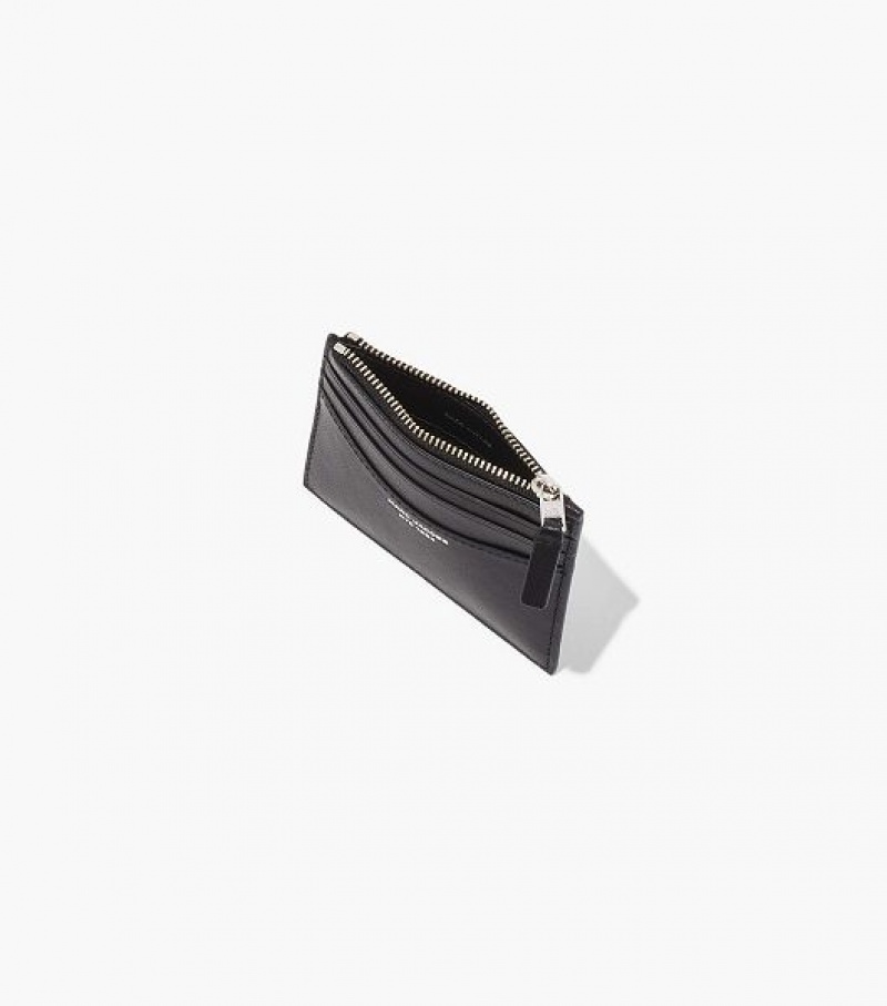 Black Marc Jacobs The Slim 84 Zip Women's Card Case | 63712AOTD