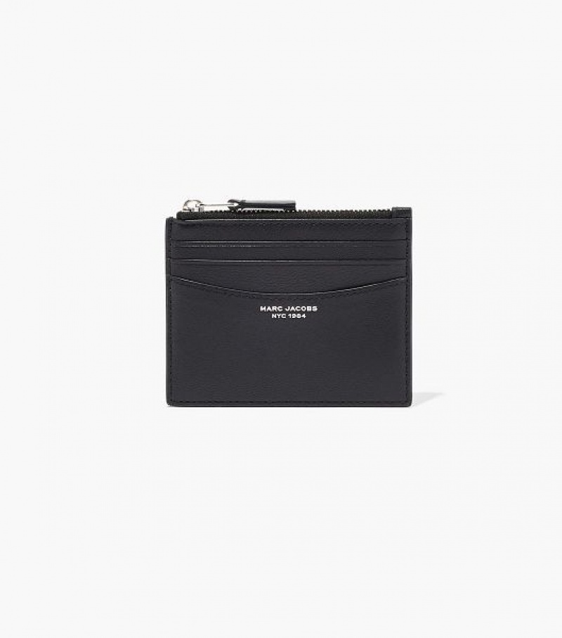 Black Marc Jacobs The Slim 84 Zip Women\'s Card Case | 63712AOTD