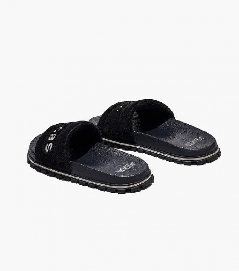 Black Marc Jacobs The Terry Women's Slides | 75483DKEJ