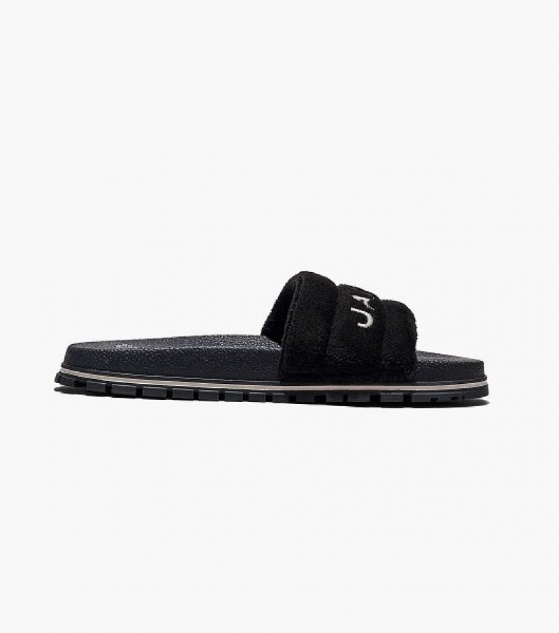 Black Marc Jacobs The Terry Women's Slides | 75483DKEJ