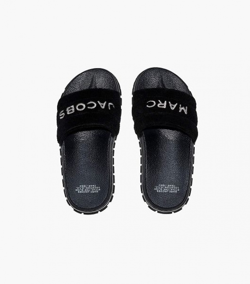 Black Marc Jacobs The Terry Women's Slides | 75483DKEJ