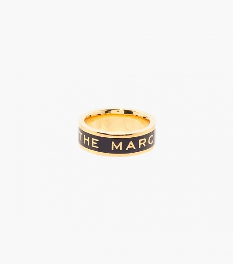 Black / Gold Marc Jacobs The Medallion Women's Ring | 98430VJPH