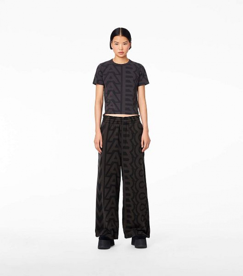 Black / Grey Marc Jacobs The Monogram Oversized Sweats Women's Pants | 65094PWQN