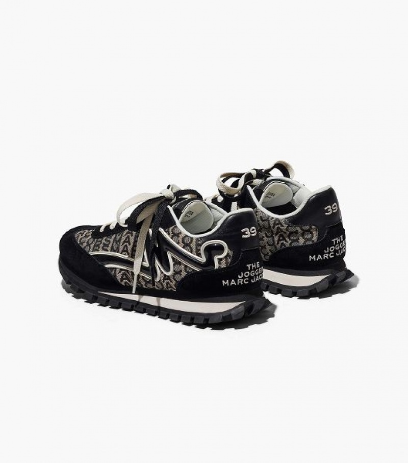 Black / White Marc Jacobs The Monogram Jogger Women's Sneakers | 73450ZJCR