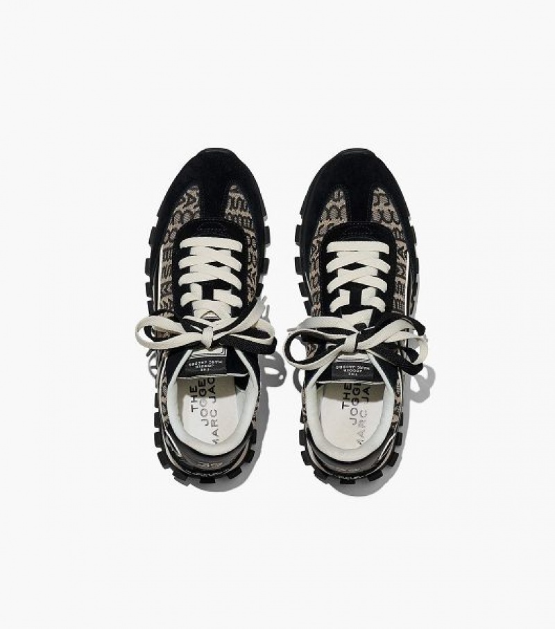 Black / White Marc Jacobs The Monogram Jogger Women's Sneakers | 73450ZJCR