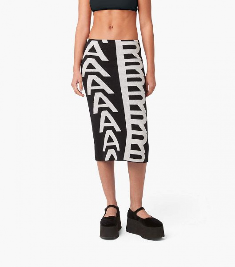 Black / White Marc Jacobs The Monogram Knit Tube Women's Skirts | 54670LSXH