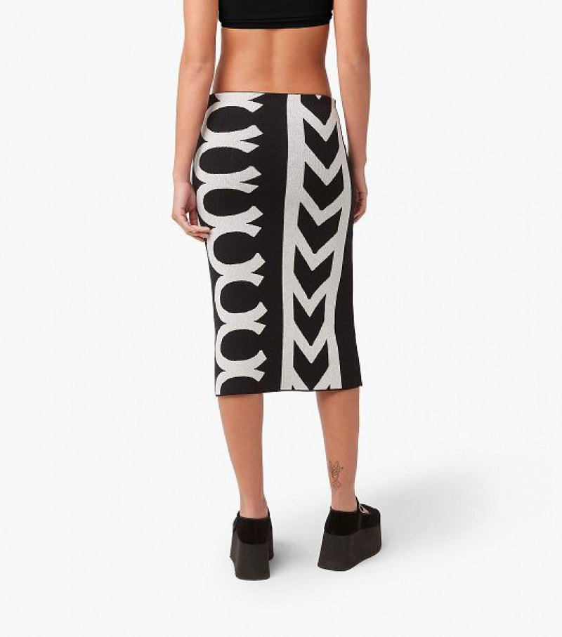 Black / White Marc Jacobs The Monogram Knit Tube Women's Skirts | 54670LSXH