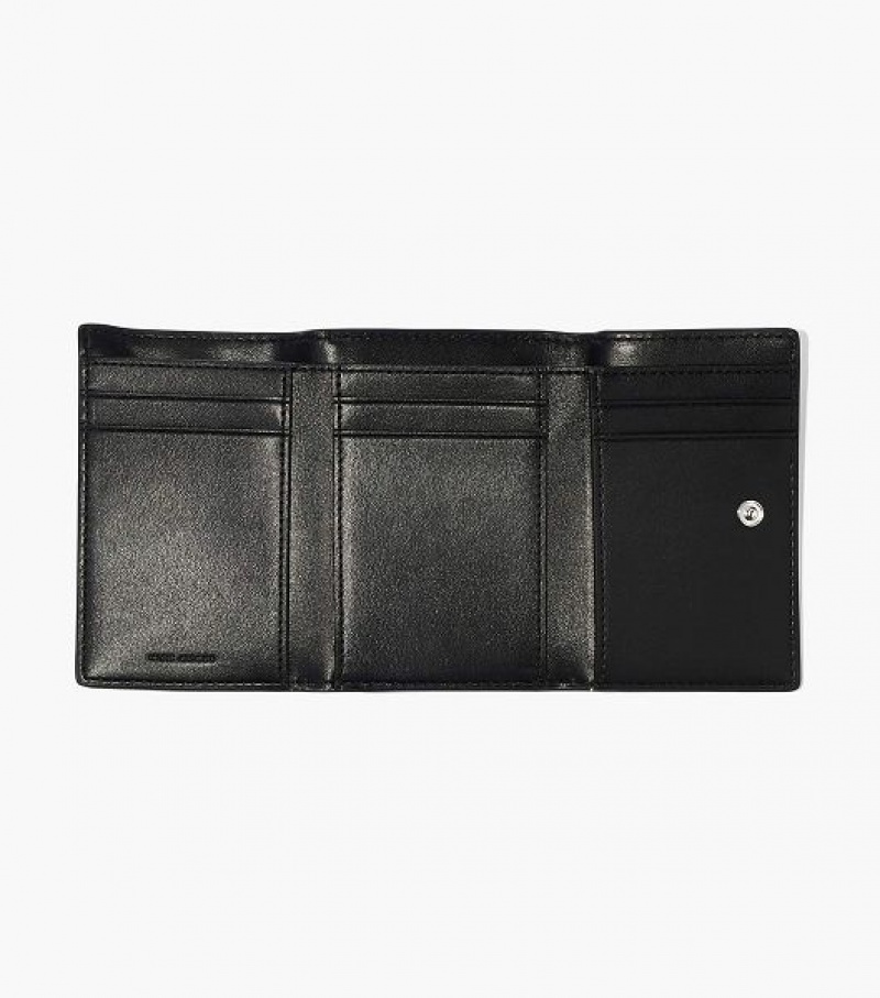 Black / White Marc Jacobs The Monogram Medium Trifold Women's Wallets | 42319RAUS