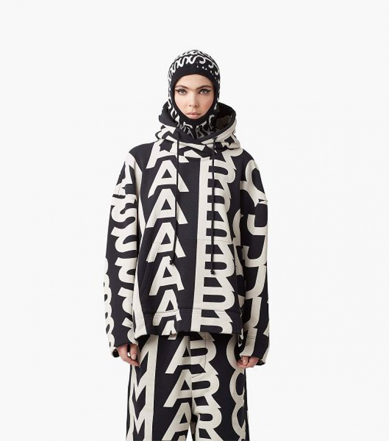 Black / White Marc Jacobs The Monogram Oversized Women's Hoodie | 84053VQAJ