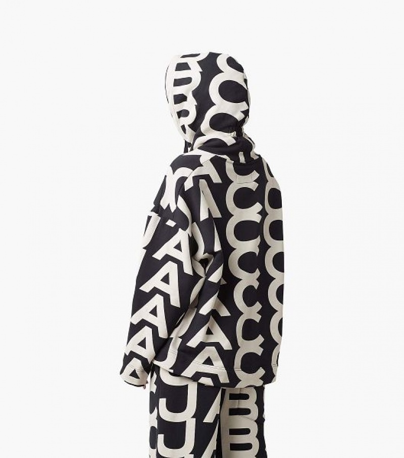 Black / White Marc Jacobs The Monogram Oversized Women's Hoodie | 84053VQAJ