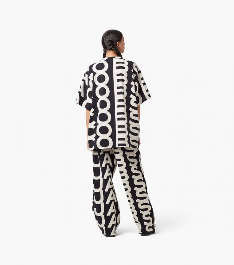 Black / White Marc Jacobs The Monogram Oversized Sweats Women's Pants | 17953ZGJO