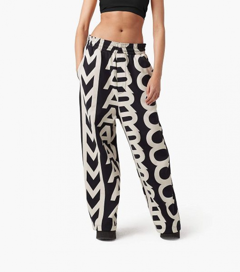 Black / White Marc Jacobs The Monogram Oversized Sweats Women's Pants | 17953ZGJO