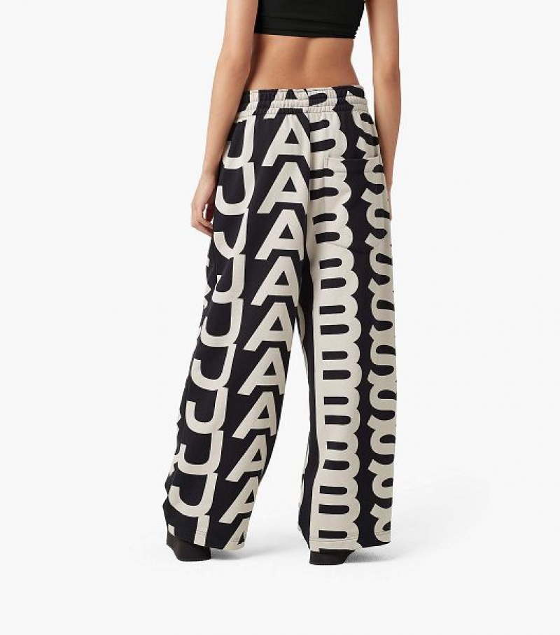 Black / White Marc Jacobs The Monogram Oversized Sweats Women's Pants | 17953ZGJO