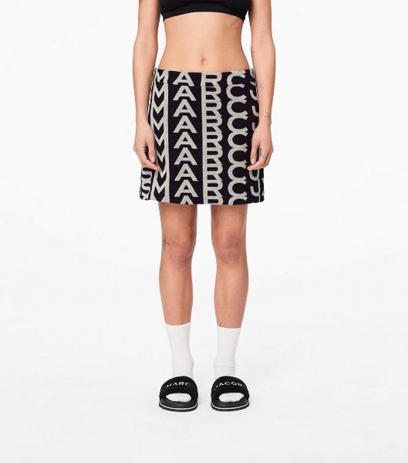 Black / White Marc Jacobs The Monogram Terry Women's Skirts | 84972TBVU