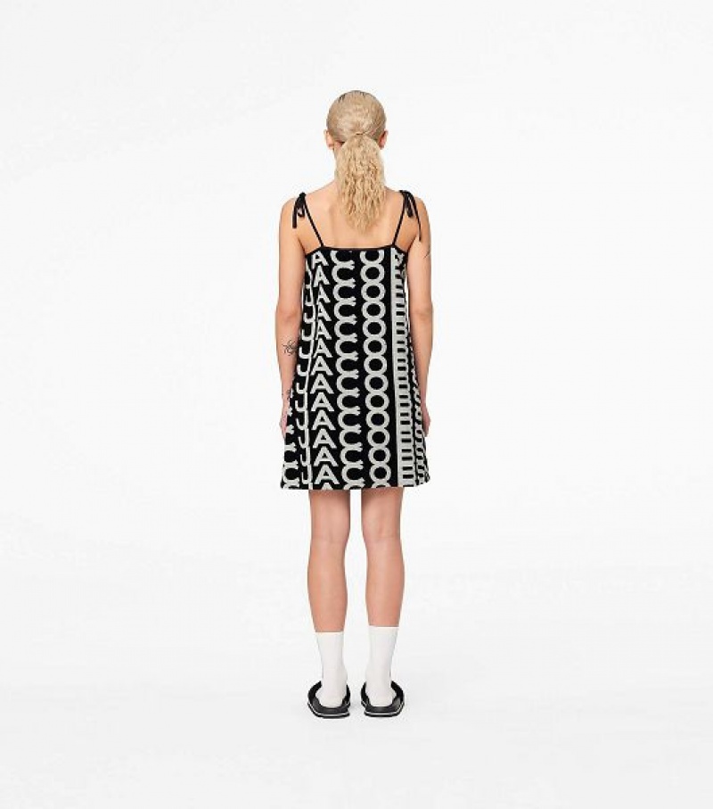 Black / White Marc Jacobs The Monogram Terry Apron Women's Dress | 49052HASZ