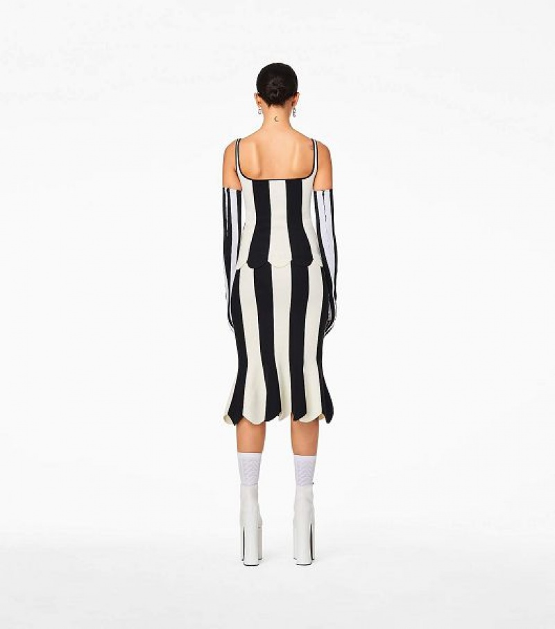 Black / White Marc Jacobs The Scuba Stripe Women's Tanks | 84529QJHZ