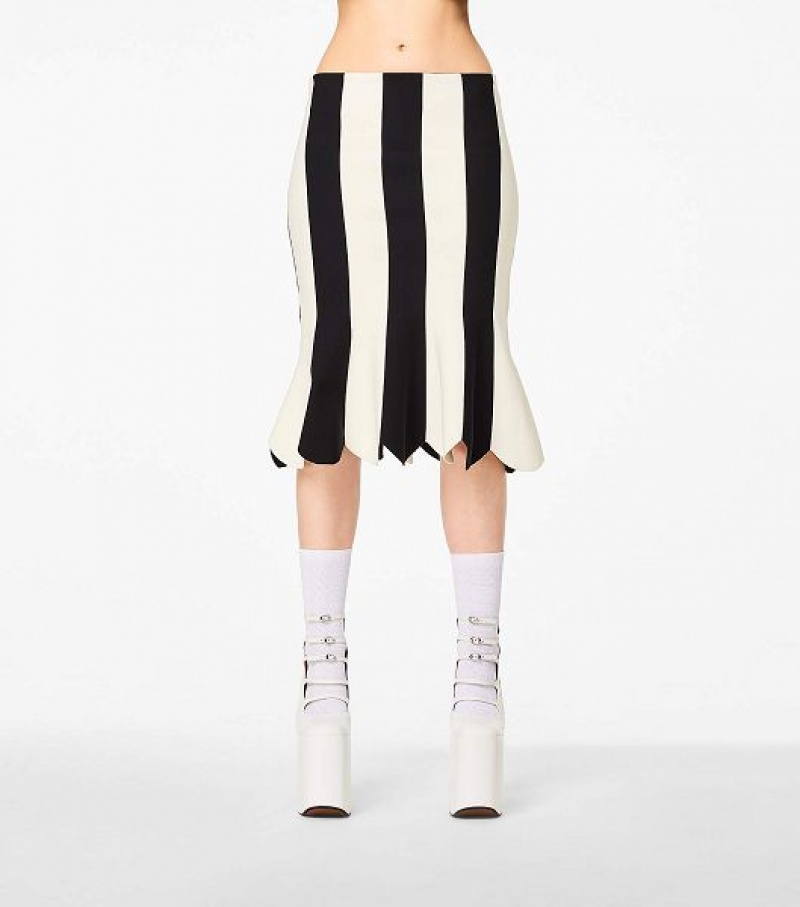 Black / White Marc Jacobs The Scuba Stripe Women's Skirts | 59461NXKD