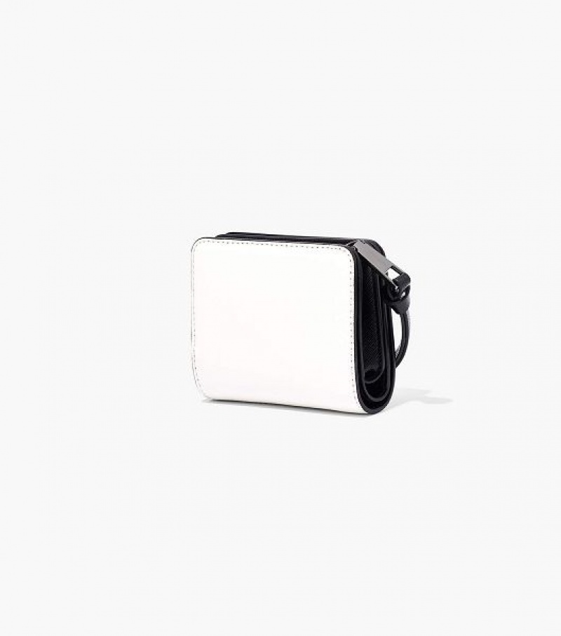 Black / White Marc Jacobs The Snapshot Mini Compact Women's Wallets | 30487ZKAV