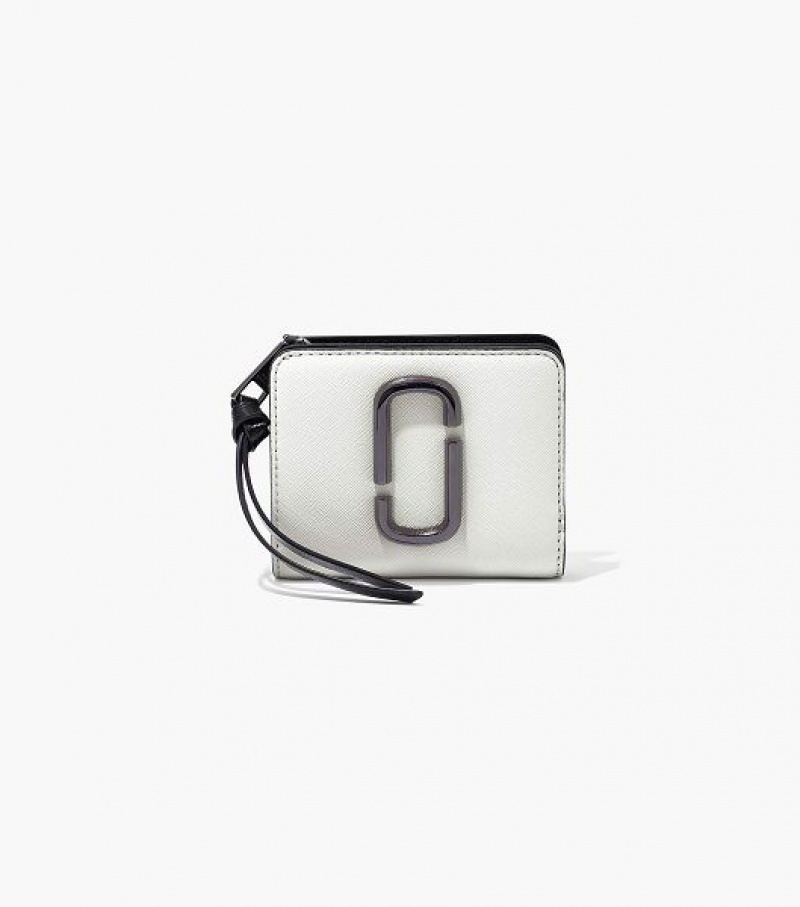 Black / White Marc Jacobs The Snapshot Mini Compact Women\'s Wallets | 30487ZKAV