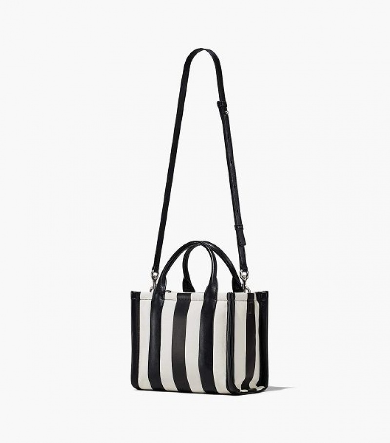 Black / White Marc Jacobs The Striped Small Women's Tote Bags | 90253BIKW