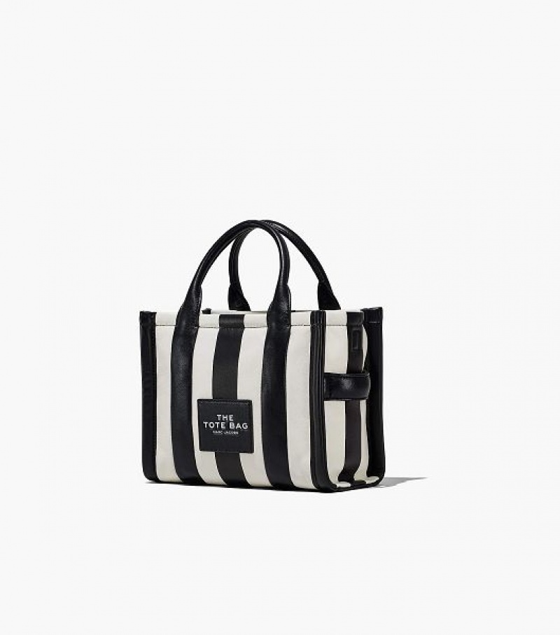 Black / White Marc Jacobs The Striped Small Women's Tote Bags | 90253BIKW