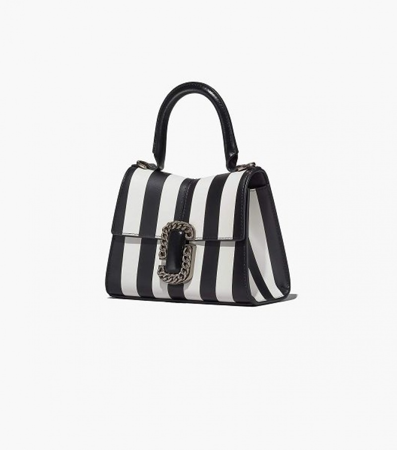 Black / White Marc Jacobs The Striped St. Marc Mini Top Women's Handbag | 53186WVTI