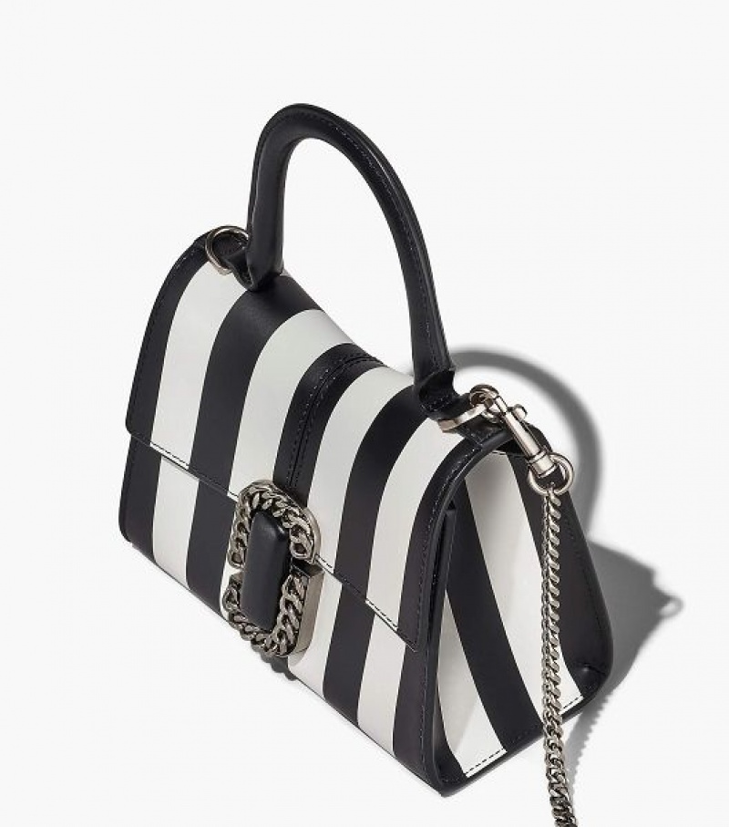 Black / White Marc Jacobs The Striped St. Marc Mini Top Women's Handbag | 53186WVTI