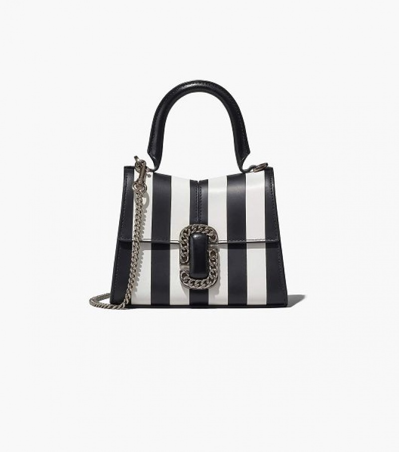 Black / White Marc Jacobs The Striped St. Marc Mini Top Women\'s Handbag | 53186WVTI