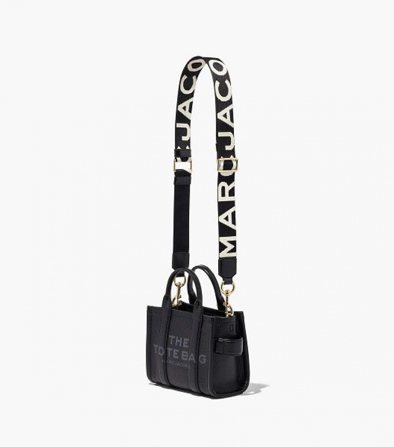 Black / White Marc Jacobs The Thin Logo Webbing Women's Strap | 41376CPUB