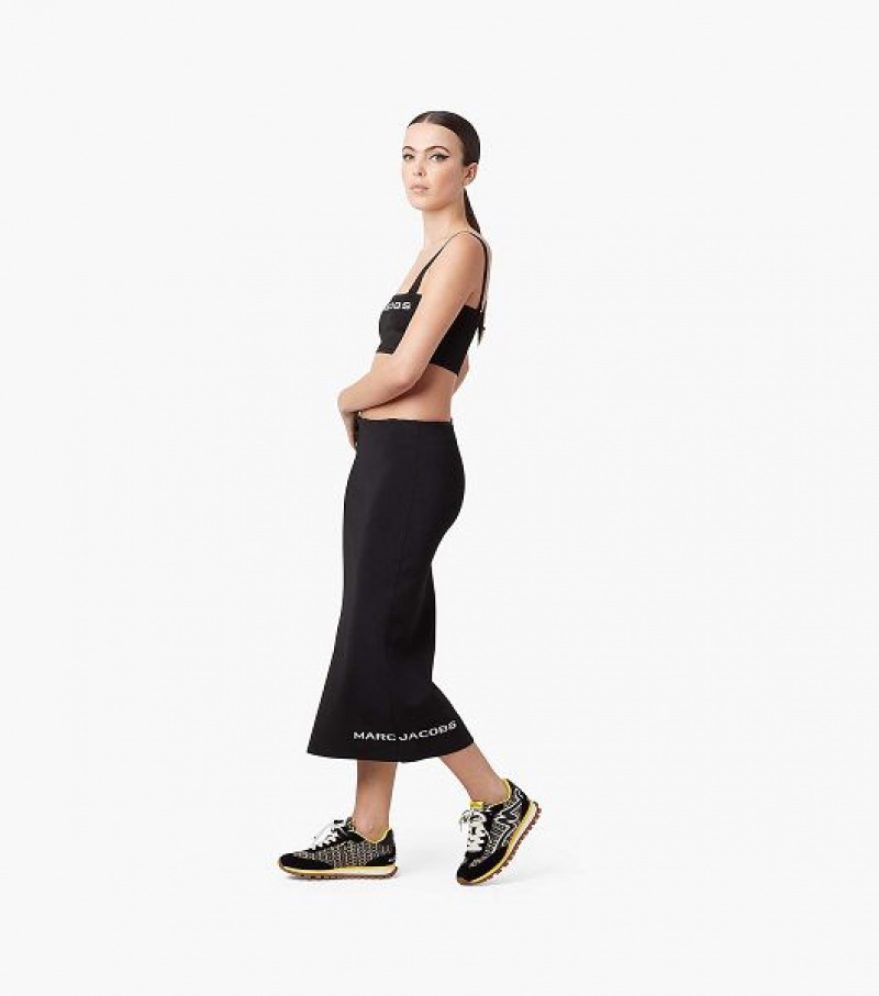 Black / Yellow Marc Jacobs The Monogram Jogger Women's Sneakers | 41037TDGX