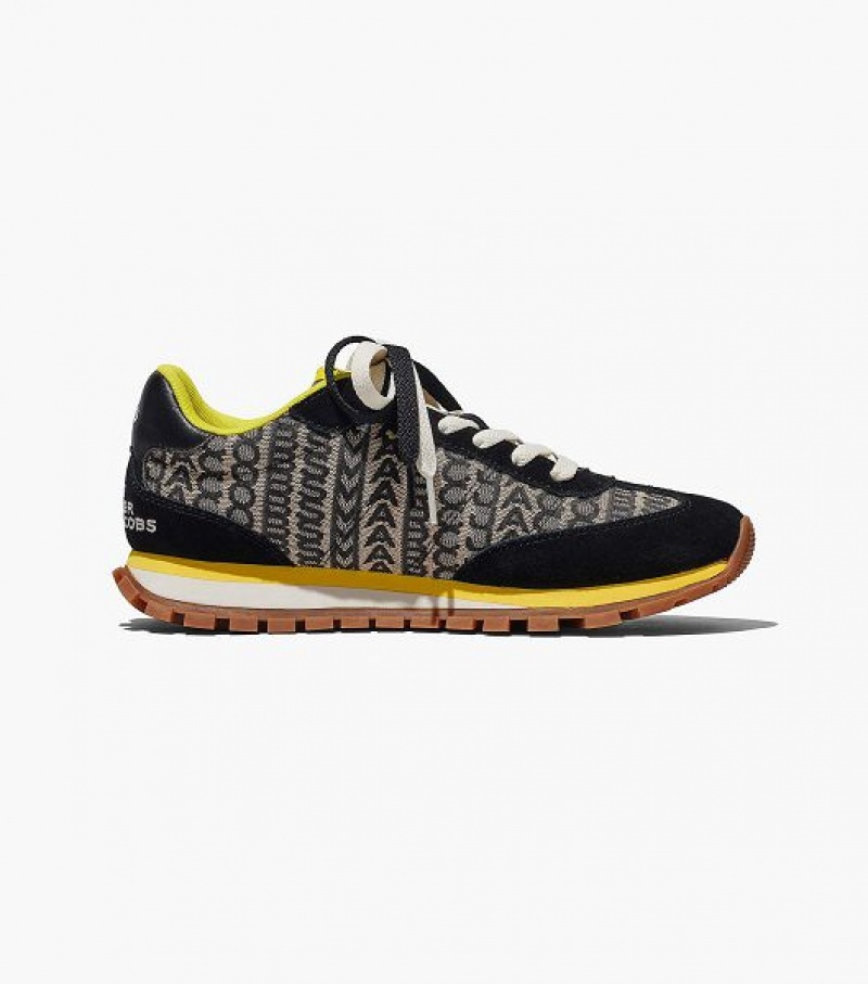 Black / Yellow Marc Jacobs The Monogram Jogger Women's Sneakers | 41037TDGX