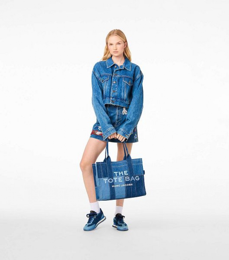 Blue Marc Jacobs The Denim Large Women's Tote Bags | 01279RKWN