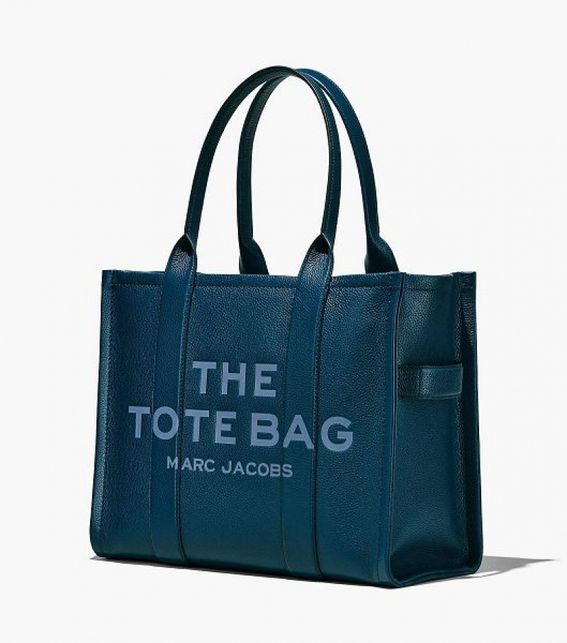 Blue Marc Jacobs The Leather Large Women's Tote Bags | 32061FEHJ