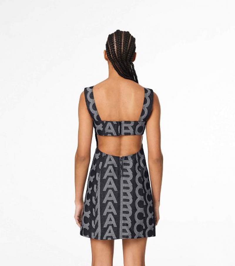 Blue Marc Jacobs The Monogram Denim Cutout Women's Dress | 27381SRYE