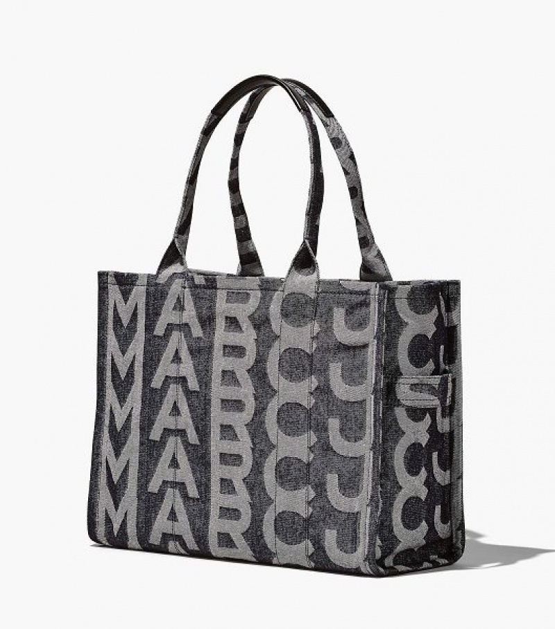 Blue Marc Jacobs The Monogram Denim Large Women's Tote Bags | 81076EWAX