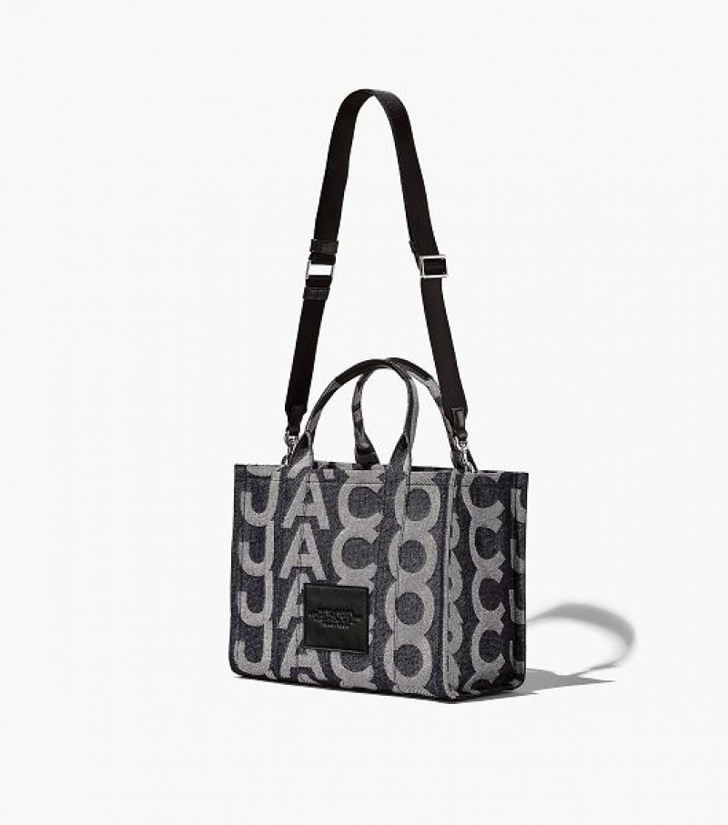 Blue Marc Jacobs The Monogram Denim Medium Women's Tote Bags | 42903IYTK