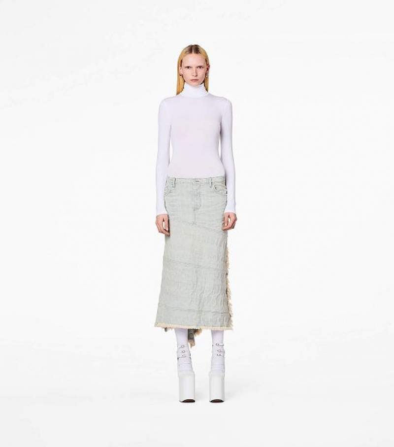 Blue Marc Jacobs The Monogram Denim Women's Skirts | 73649PUAT