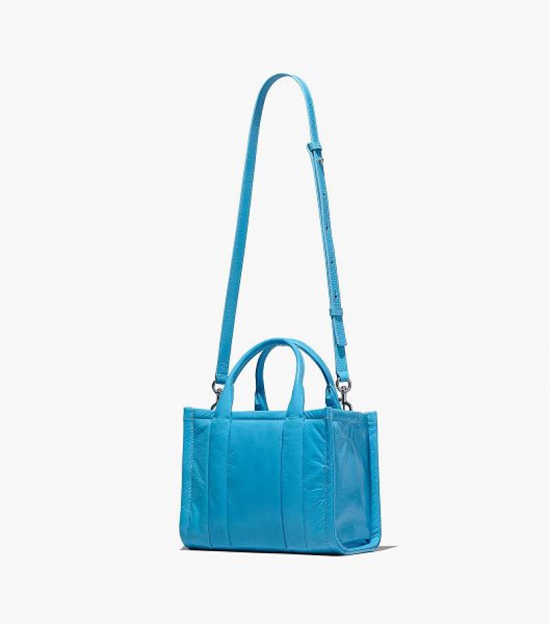 Blue Marc Jacobs The Shiny Crinkle Leather Small Women's Tote Bags | 74139AULV