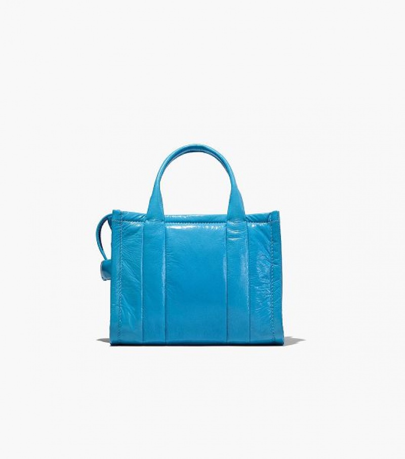 Blue Marc Jacobs The Shiny Crinkle Leather Small Women's Tote Bags | 74139AULV