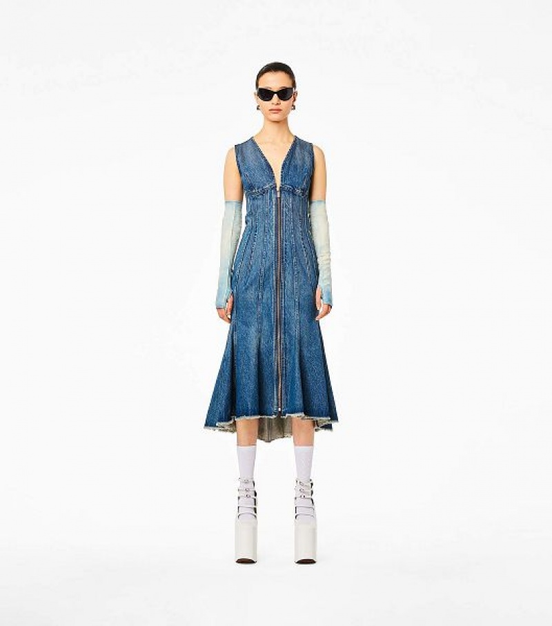 Blue Marc Jacobs The Wave Denim Women's Dress | 87210OWVJ