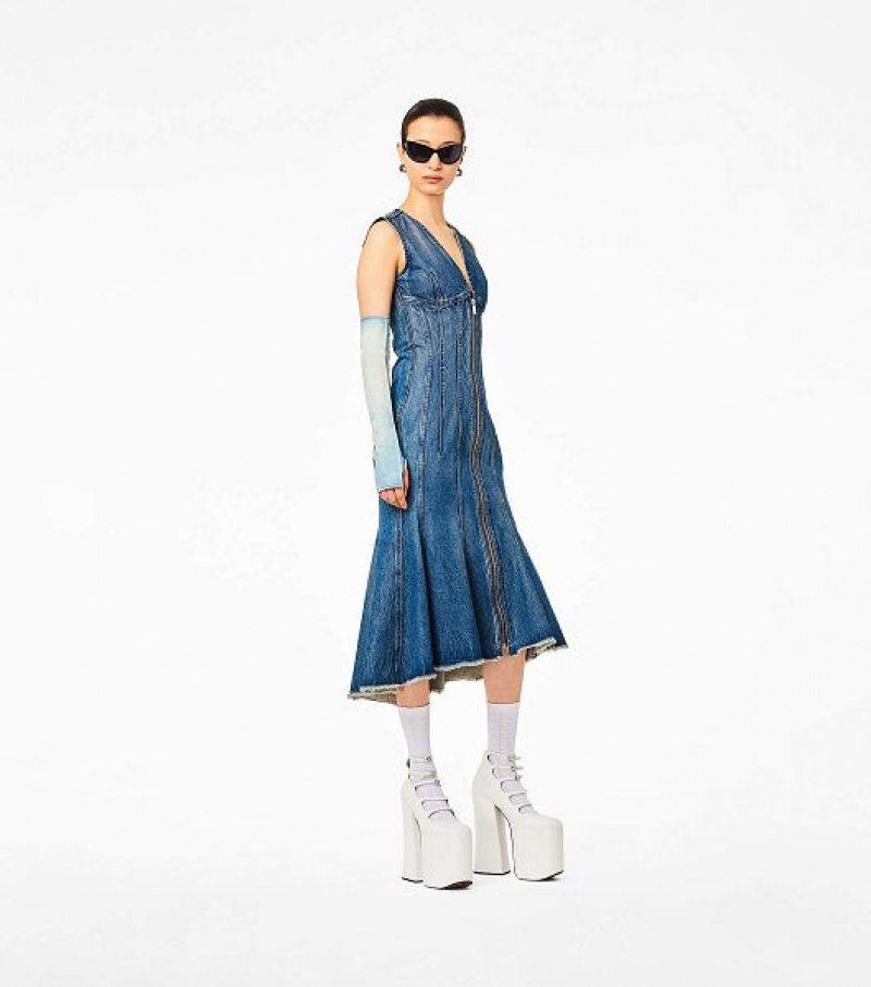 Blue Marc Jacobs The Wave Denim Women's Dress | 87210OWVJ