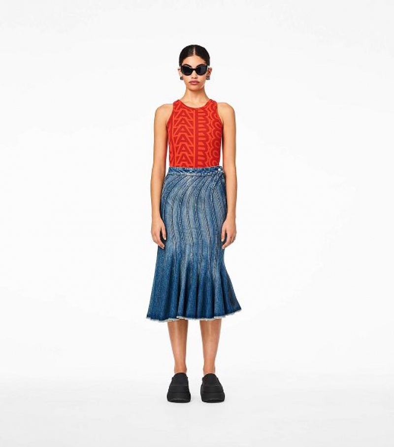 Blue Marc Jacobs The Wave Denim Women's Skirts | 42713XIFS