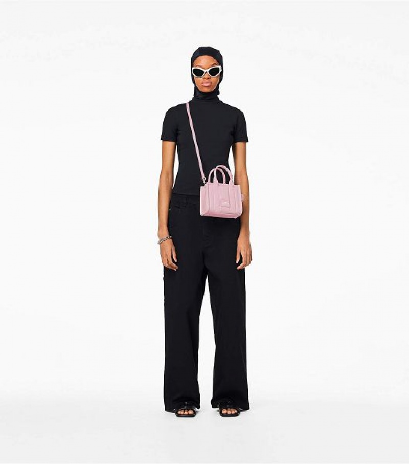 Bubblegum Marc Jacobs The Shiny Crinkle Leather Mini Women's Tote Bags | 75139WCKI