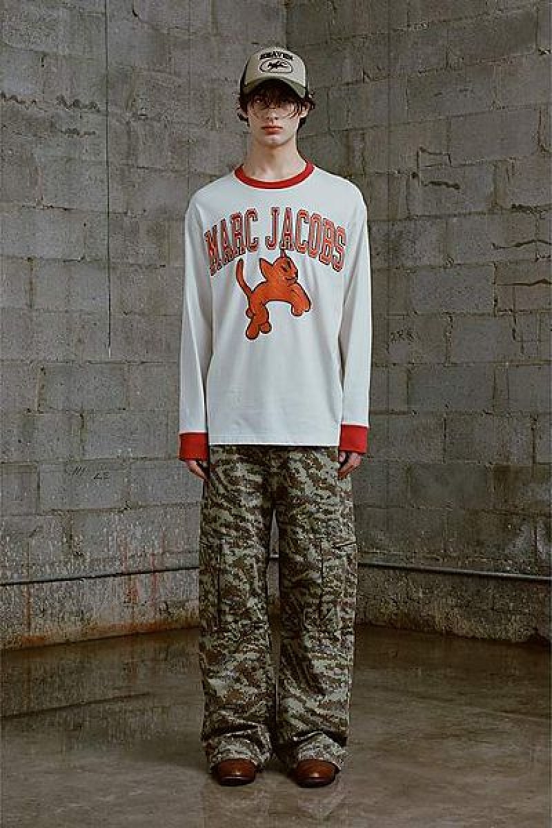 Chalk Marc Jacobs College Longsleeve Heaven T Shirts | 83672UTWA