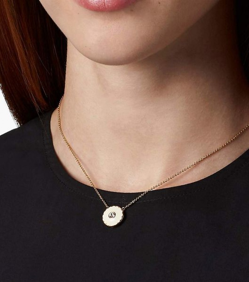 Cream / Gold Marc Jacobs The Medallion Women's Pendants | 06215BAJC