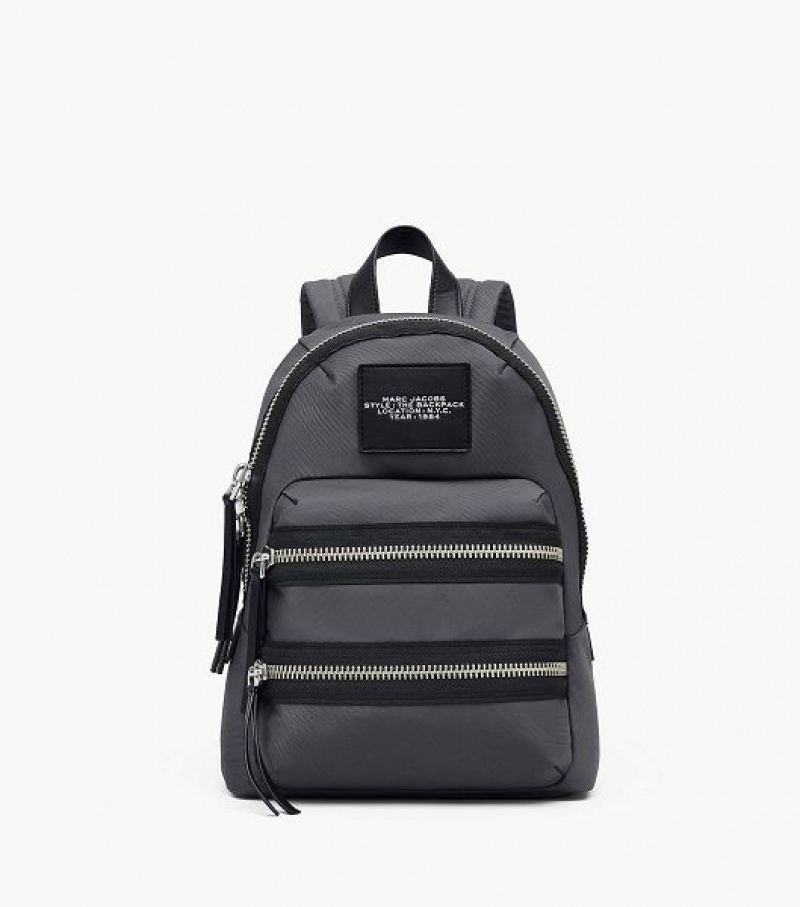 Dark Grey Marc Jacobs The Biker Nylon Medium Women\'s Backpack | 49831AGRN