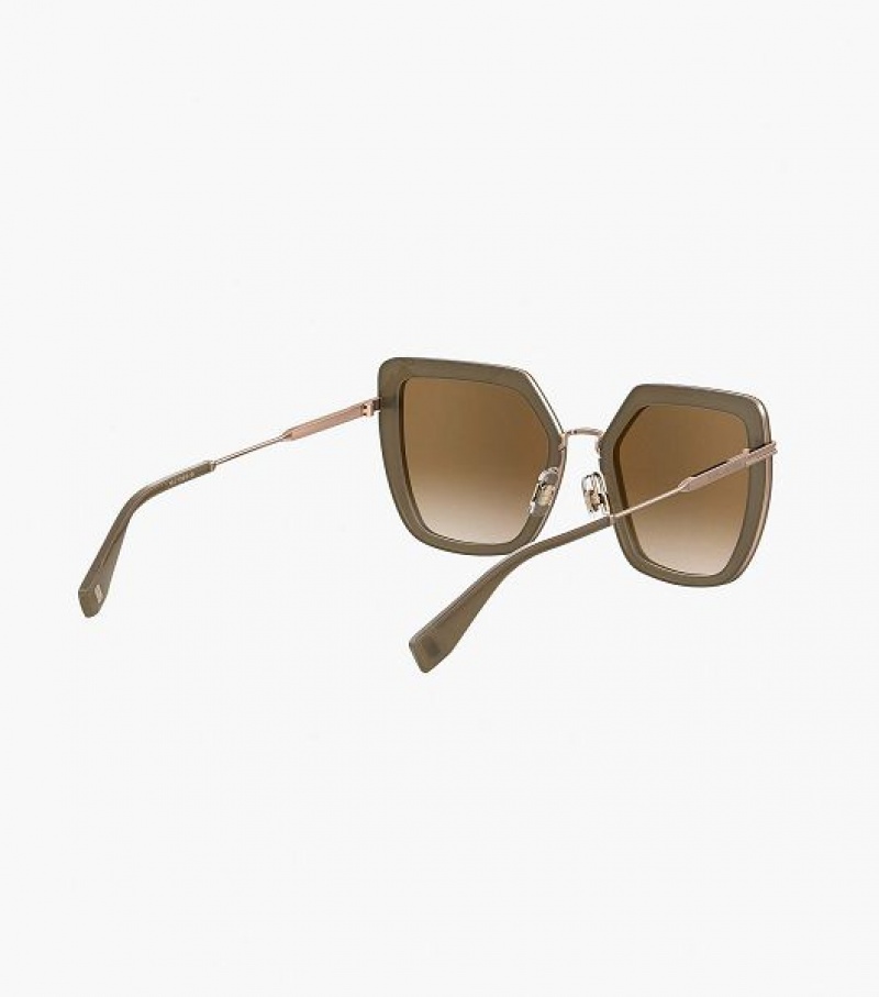 Gold Marc Jacobs Icon Oversized Butterfly Women's Sunglasses | 49107KNGB