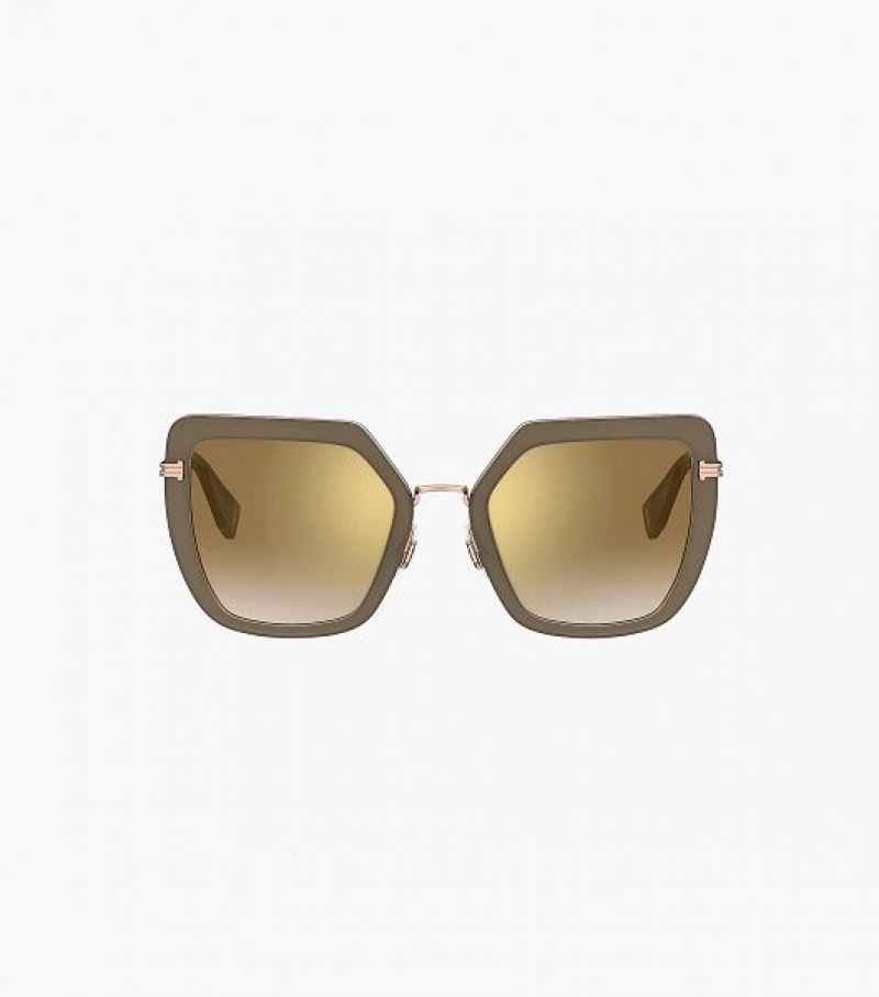 Gold Marc Jacobs Icon Oversized Butterfly Women's Sunglasses | 49107KNGB