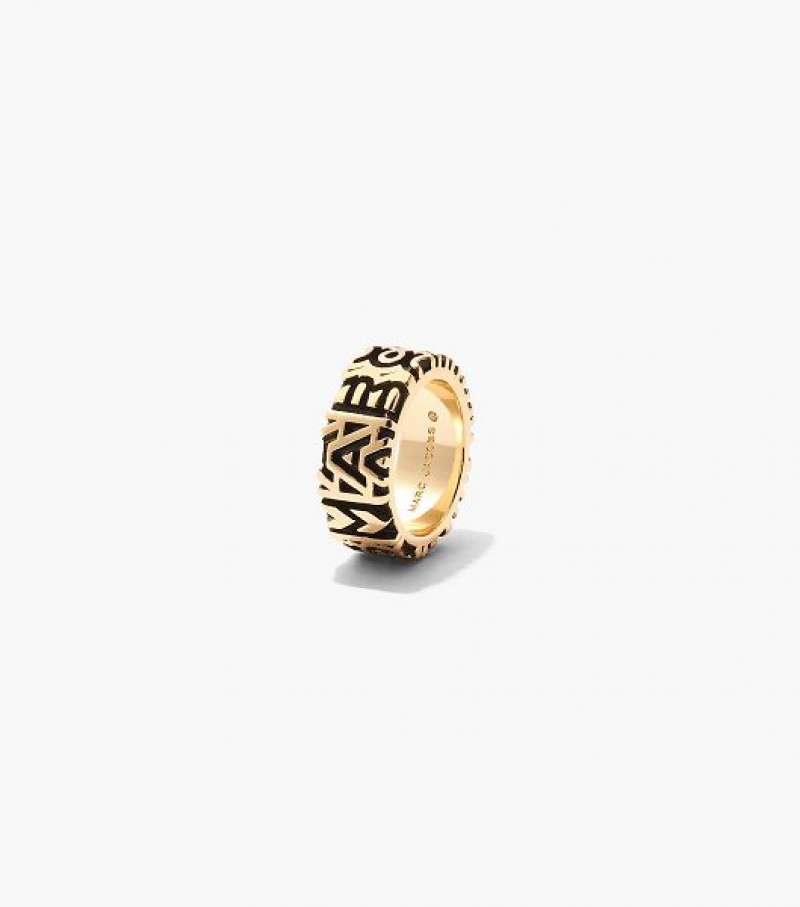 Gold Marc Jacobs The Monogram Engraved Women's Ring | 83456CTPQ