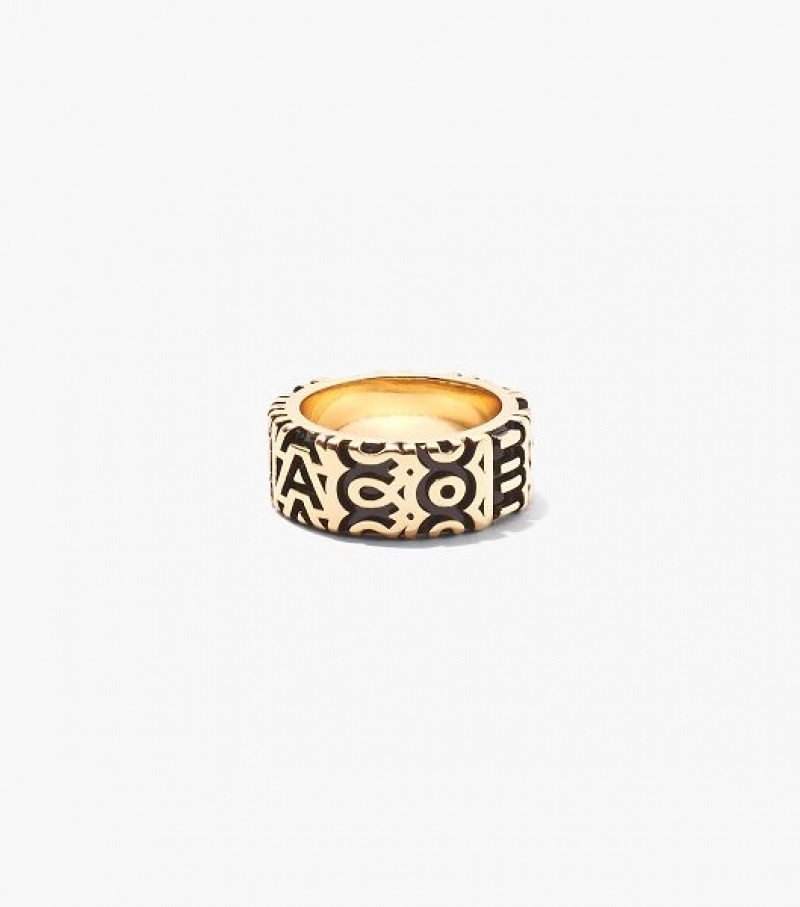 Gold Marc Jacobs The Monogram Engraved Women's Ring | 83456CTPQ